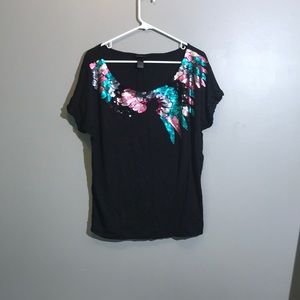 H&M large, short sleeve sequence shirt.